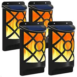 Solar Flame Light 4 PCs Solar Flame Lights Set Upgraded Waterproof Landscape Garden Pathway Light with Dancing Flickering Flames Auto On/Off Dusk to Dawn Outdoor Fence Lights for Yard Decoration