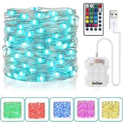 Fairy String Lights Battery Operated & USB Plug-in 33Ft 100 LEDs 16 Color Changing Lights and 8 Lights Mode Remote Waterproof 3AA Battery Case, String Lights for Bedroom Christmas Wedding Party Decor