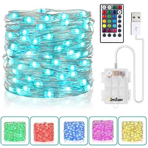 Fairy String Lights Battery Operated & USB Plug-in 33Ft 100 LEDs 16 Color Changing Lights and 8 Lights Mode Remote Waterproof 3AA Battery Case, String Lights for Bedroom Christmas Wedding Party Decor