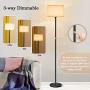 Lifeholder Floor Lamp, Mid Century Standing Lamp Include A Warm White Edison Bulb, 3 Way Dimmable Floor Lamp with Line Fabric Shade, Touch Floor Lamps Idea for Bedroom, Living Room or Office