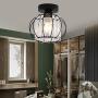 Modern Creative Cage Crystal Ceiling Lamp Black Embedded Installation Ceiling Chandelier Pendant Lamp Home Decoration Kitchen Dining Living Room Ceiling Lamp Lighting Fixture 20W