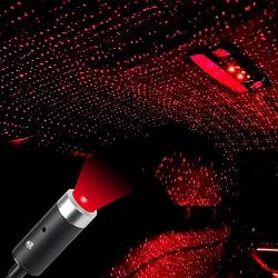 USB Star Light, Sound Activated Strobe with Auto Rotating, 5 Modes, Ruibytree USB Night Light Adjustable Romantic Red Interior Car Ceiling Lights Decoration for Car Bedroom Gameroom Party Christmas