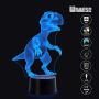 Cool 3D Jurassic Dinosaur Night Light, LED Tyrannosaurus Rex Night Lights, 16 Color Change Remote Control Lights, for Bed Living Room, for Kids Girls Boys Xmas Birthday Gifts URWISE 3197