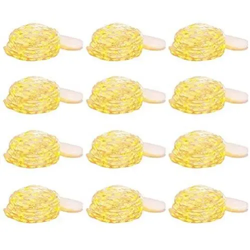 TDELTA 12 Pack 10 FT 30 LED Powered Fairy String Lights - LED String Lights - Firefly Lights - Silver Wire - Battery Operated- for Christmas, Bedroom, Patio, Garden, Parties, Wedding - Warm White