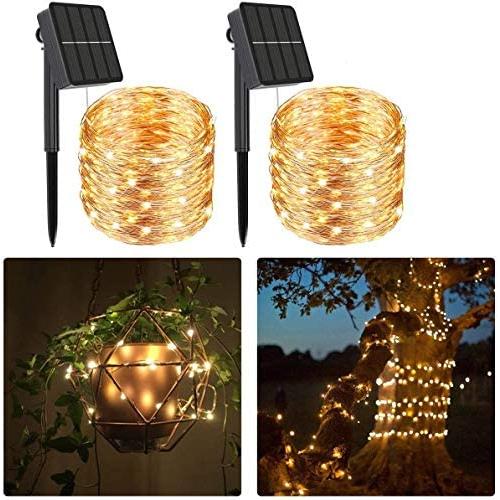 Solar String Lights,2-Pack Each 240 Solar Led String Lights,78 Ft Ultra Long Solar Christmas Lights Waterproof Copper Wire 8 Modes Flexible Fairy Lights for Garden Decorations Outdoor (Warm White)