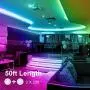 Charkee Led Lights for Bedroom 50ft, 2 Rolls of 25ft Led Light Strips with Remote and Power Supply for Bedroom, Room, Kitchen, Decoration