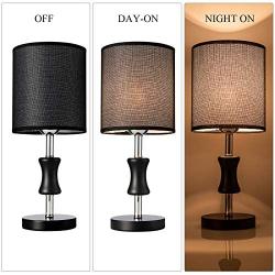 Small Bedside Table Lamp, Modern Fabric Shade Desk Lamp Nightstand for Bedroom Living Room End Table