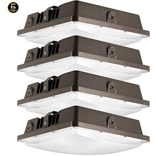 4Pack LED Canopy Light 80W,ETLus-Listed 5000K Daylight White,10400Lumen,120-277VAC,175-450W MH/HPS/HID Replacement, IP65 Waterproof and Outdoor Rated, 5 Years Warranty,Daylight 5000K