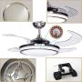 ONEKISS Modern Ceiling Fan with Lights, Retractable Blades for Kitchen Living Room Dining Room Bedroom, 3 Speeds 3 Colors Ceiling Fan with Remote Control, Silent Fan Light with LED Indoor 42''(Silver)