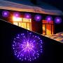 Joomer 2 Pack LED Starburst Lights, 8 Modes 120 LED Dimmable Fairy Lights, Twinkle Fireworks String Lights, Waterproof Battery Operated with Remote Control for Home, Patio, Parties, Wedding (Purple)
