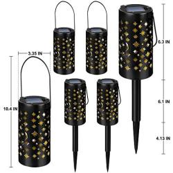 GIGALUMI Solar Pathway Lights, 6 Pack Landscape Lights Solar Powered Waterproof, Hanging Solar Lights Decorative Star Moon Solar Path Lights Outdoor for Walkway, Garden, Patio, Lawn, Yard, Christmas