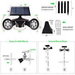 Egreat Solar Motion Sensor Lights, Outdoor Security Wall Light，IP65 Waterproof Dusk to Dawn, 2-in-1 Solar Landscape SpotLights, 6000K Flood Lighting for Front Door Yard Garden Garage Pool Patio