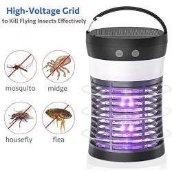 Mosquito Killer Lamp, ViViLarm Rechargeable Solar & USB Powered Bug Zapper, IP66 Waterproof Hanging Camping Lantern, Portable Insect Fly Pest Trap for Indoor Outdoor Backyard Patio Traveling Hiking