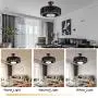 22 Inch Modern Bladeless Ceiling Fan Light with Remote Control 3 Wind Speed, 3 Color Dimmable LED Light Chandelier Ceiling Fan Light Fixture for Bedroom/Dining/Living Room,Coffee Bronze