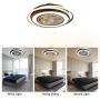 HarBin-Star 23Inch Ceiling Fan with Lights, Modern Double Circle Invisible LED Fan Chandelier Semi Flush Mount Tricolor Dimming with Remote Control