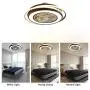 HarBin-Star 23Inch Ceiling Fan with Lights, Modern Double Circle Invisible LED Fan Chandelier Semi Flush Mount Tricolor Dimming with Remote Control