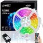 50ft RGB LED Strip Lights Kit, A-1ux 15M Flexible Color Changing LED Light Strips with DC24V Power Supply 44Key IR Remote Controller, Decor for Bedroom,Party,Bar ,Kitchen