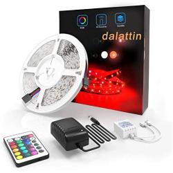 Dalattin Led Strip Lights 16.4ft Color Changing 300 LEDs Work with 24 Keys Remote and 12V Power Supply Flexible for Bedroom and Indoor Decoration No White Color