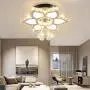 Qihang Modern Crystal LED Chandelier Flower Shaped Pendant Light Flush Mount Ceiling Lamp Fixture for Dining Room Bedroom Living Room Study Room(Warm White/Non-dimmable)