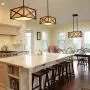 LOG BARN Rustic Square Light Fixture, 3-Light Wood Chandeliers for Dining Rooms and Kitchen Island