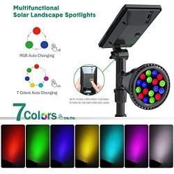 OSORD Solar Lights Outdoor, Upgraded 18 LED Waterproof Color Solar Landscape Spotlights 2-in-1 Adjustable Color Changing Solar Garden Lights for Pathway Yard Patio Lawn Decor, (4 Pack, Multicolor)
