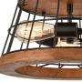 Farmhouse Wood Round Ceiling Light Rustic Drum Flush Mount Lighting Fixture Brown Finished Natural Wood