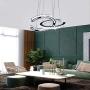 Modern 2 C Rings Crystal Chandelier Light Fixtures LED Pendant Lamp Adjustable Stainless Steel Ceiling Lights for Living Room Bedroom Dinning Room Indoor Lighting (Cool White)