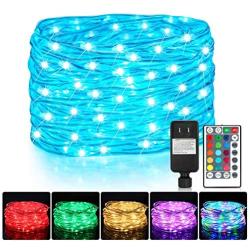 WENFENG Color Change Led Rope Lights, 52FT 160 LED 16 Colors Fairy Lights with Remote, Waterproof Hanging Outdoor String Lights, Copper Wire Tube Lights for Bedroom, Wedding Party Decoration Lights