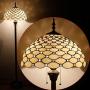 Tiffany Floor Lamp W16H64 Inch Tall Amber Stained Glass Crystal Pear Bead Lampshade S005 WERFACTORY LAMPS Lover Gifts Antique Style Standing Read Lighting Base Living Room Bedroom Bedside Coffee Table