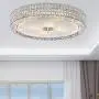 LITFAD Crystal Drum Flush Mount Lamp Contemporary Multi-Head Flush Mount Ceiling Light Modern Luxury LED Ceiling Lamp Chandelier in Chrome for Bedroom Dining Room Hotel Foyer Entry - 23.5'' W