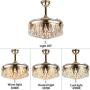 Healer 42 Inch Crystal Ceiling fan Chandelier Lights Fixtures with Remote Control, Modern Retractable Blades Fans Hanging Lighting with 3 Light Levels fix for Dining/Living Room Bedroom