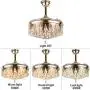 Healer 42 Inch Crystal Ceiling fan Chandelier Lights Fixtures with Remote Control, Modern Retractable Blades Fans Hanging Lighting with 3 Light Levels fix for Dining/Living Room Bedroom