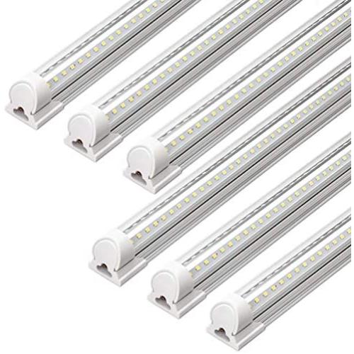 Barrina LED Shop Light, 40W 5000LM 5000K, 4FT Integrated Fixture, V Shape,T8 Light Tube, Daylight White, Clear Cover, Hight Output, Strip Lights Bulb for Garage Warehouse Workshop Basement (Pack of 6)