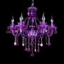 LAKIQ Crystal Modern Chandelier Lighting Fixtures Living Room Bedroom Hanging Pendant Light Candle Candelabras Shape Length Adjustable for Dining Room (Purple, 6 Lights)