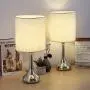 Better Chance Modern Bedside Table Lamps, Brushed Nickel Nightstand Lamps with Linen Fabric Shades for Living Room Family Bedroom Bedside Office(Set of 2) 