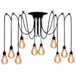 Veesee 10 Arms Industrial Ceiling Spider Lamp,Retro E26 Edison Bulb Hanging Chandelier Lights,DIY Adjustable Modern Chic Pendant Lighting for Bedroom Dinning Living Room Kitchen Coffee Shop(2m Wire)