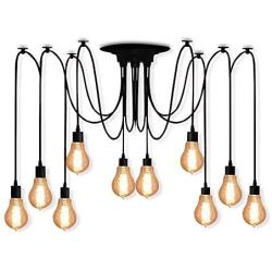 Veesee 10 Arms Industrial Ceiling Spider Lamp,Retro E26 Edison Bulb Hanging Chandelier Lights,DIY Adjustable Modern Chic Pendant Lighting for Bedroom Dinning Living Room Kitchen Coffee Shop(2m Wire)