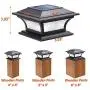 Siedinlar Solar Post Lights Outdoor Glass LED Fence Cap Light 2 Modes for 4x4 5x5 6x6 Posts Deck Patio Garden Decoration Warm White/Cool White Lighting Black (2 Pack)