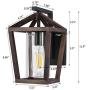 1-Light Farmhouse Outdoor Porch Wall Light Fixtures, Wood Lantern Wall Mounted Light Fixtures with Cylinder Clear Glass Shade for Front Door, Porch, Balcony, Hallway and Entryway (with Glass Shade)