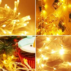 Extendable Christmas String Lights, Waterproof Clear Wire Twinkle Lights for Indoor & Outdoor Use, 8 Modes 56ft 120LED Decorative Lights for Room, Garden, Patio, Christmas Decorations (Warm White)