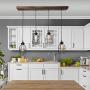 West Ninth Vintage Fayette Wood Pendant Chandelier Light - Farmhouse Rustic Lighting for Kitchen Island - Dining Room - Bar - Industrial - Billiard Table - Edison Cages - 4 Pendants - Jacobean