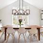 Farmhouse Chandelier, Wooden Iron Kicthen Island Light, 5-Light Wood Pendant Light for Dining Room, Foyer, Restaurant - Burlywood