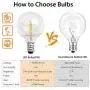 2-Pack 25Ft Outdoor LED String Lights, UL Listed Patio String Lights with 50+4 Plastic G40 Clear Globe Bulbs,Commercial Light String for Backyard Cafe Porch Garden Bistro Pergolas Balcony Christmas