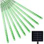VMANOO LED Outdoor Lights 8 Tube Meteor Shower Rain Lights Solar Powered Icicle Raindrop Snow Falling Lights Cascading Lighting for Garden Outdoor Patio Holiday Party Halloween Decoration Green