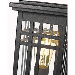 Zeyu Exterior Post Light, Outdoor Pole Lantern Pillar Light Fixture with Clear Glass Shade and Black Finish, 20068-P BK