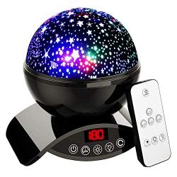 Star Projector Night Light for Kids - Baby Night Light Projector for Bedroom - with Timer Remote and Chargeable - Best Gift for Kids - Black