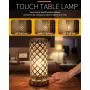 Touch Lamp Control Crystal Table Lamp 3-Way Dimmable Bedside Nightstand Desk Lamps with Dual USB Charging Ports,Small Decorative Lampshade Night Light for Bedroom Living Room, Bulb Included