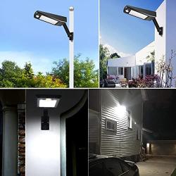 Solar Street Light Outdoor 48LEDs 900LM Waterproof IP65 4 Modes Emergency Light with PIR Motion Sensor, All-in-one Cordless Lamp, for Street Road Garden Yard Pathway