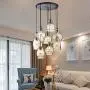 SAM Vintage Kitchen Chandelier, 8-Lights Island Cognac Glass Cluster Pendant Chandelier Antique, Antique Black Finish Ceiling Lights for Dining Room, Cafe, Bar