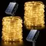 Solar Rope Lights Outdoor String Lights , 2 Pack 65.6ft 20M 200 LED Waterproof Solar Rope Tube for Garden, Fence, Yard, Party, Wedding,Christmas Tree Décor